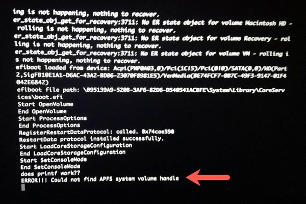 [解決済み] エラー! APFS システム ボリューム ハンドルが見つかりません