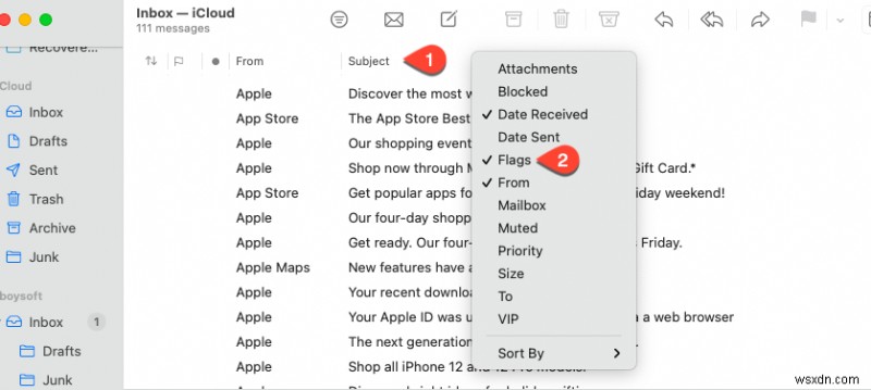 macOS Big Sur でゴミ箱とジャンク フォルダのない Mac メールを見つける方法
