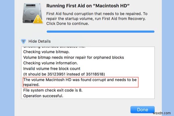 解決済み:ボリューム Macintosh HD が破損しているため、修復する必要があります