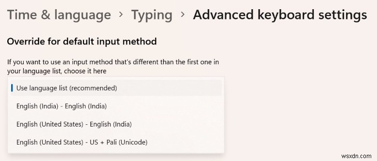 Windows 11 でデフォルトの入力方式のオーバーライドを変更する方法