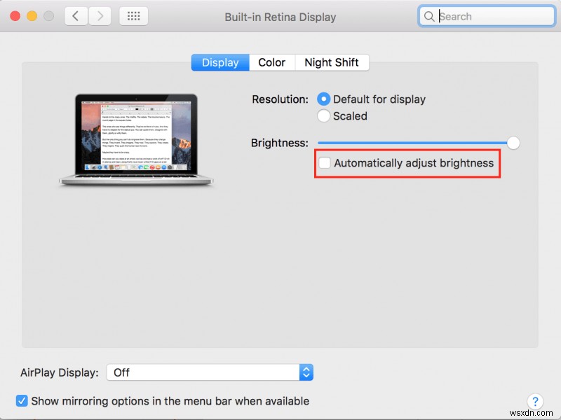 Macで自動輝度をオフにする方法 