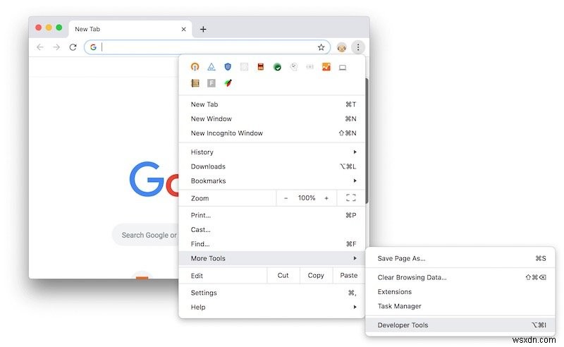 Mac 上の Chrome、Safari、および Firefox で要素を検査する方法 