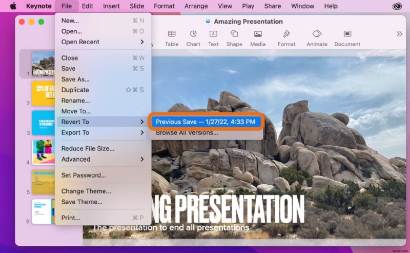 削除/保存されていないキーノート プレゼンテーションを Mac で復元する方法