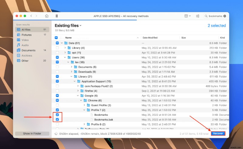 Mac で Google Chrome から削除されたブックマークを復元する方法
