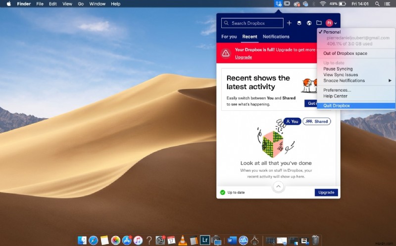 Mac で Dropbox をアンインストールする方法