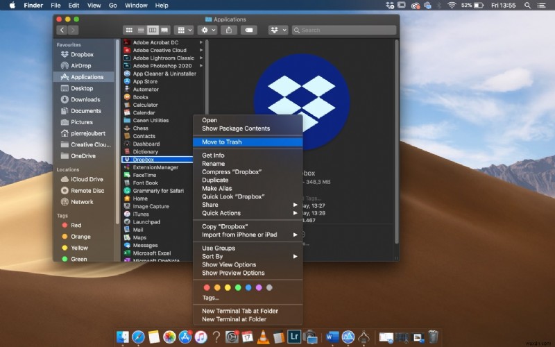 Mac で Dropbox をアンインストールする方法