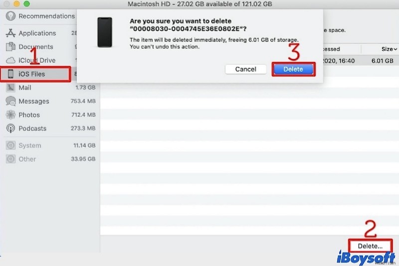 Mac で iOS ファイルを削除して Mac のストレージ スペースを解放する方法