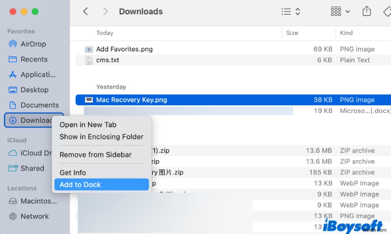 Mac Finder と Dock にお気に入りを追加してクイック アクセスする