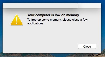 コンピュータのメモリが不足しています - Mac ウイルスの削除