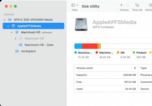 Mac の内蔵および外付けドライブの APFS ボリュームを消去する手順