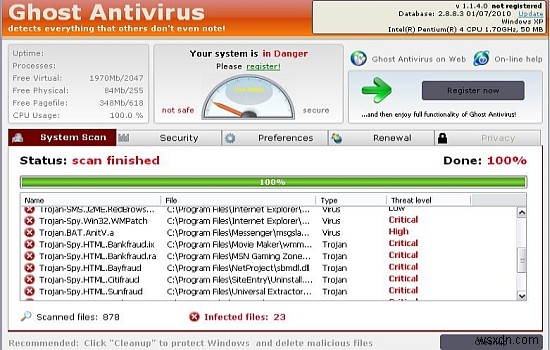 Ghost Antivirus の削除 – PC から Ghost Antivirus を削除する方法