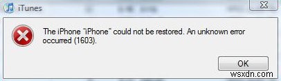 1603 iTunes エラーの修正 – iPod / iPhone を復元する際のエラーを修正する方法 