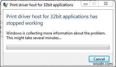 「32 ビット アプリケーションのプリンタ ドライバ ホストが動作を停止しました」Windows 7 でのエラー修正