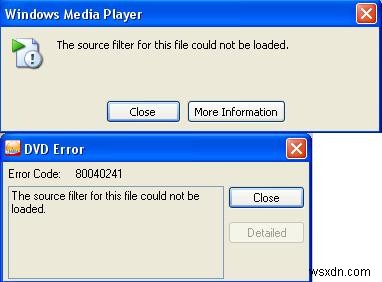 80040241 Windows Media Player エラー修復
