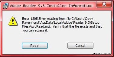 Windows 1305 エラーの修正方法