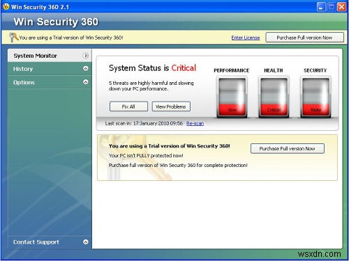 Win Security 360 を削除する – 削除手順