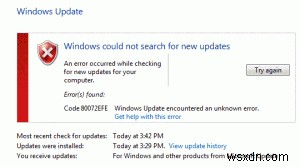 80072EFE エラー修正 – Windows Update エラー修復