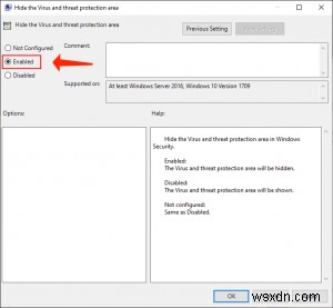 Windows 10 でウイルスと脅威の防止領域を非表示にする 