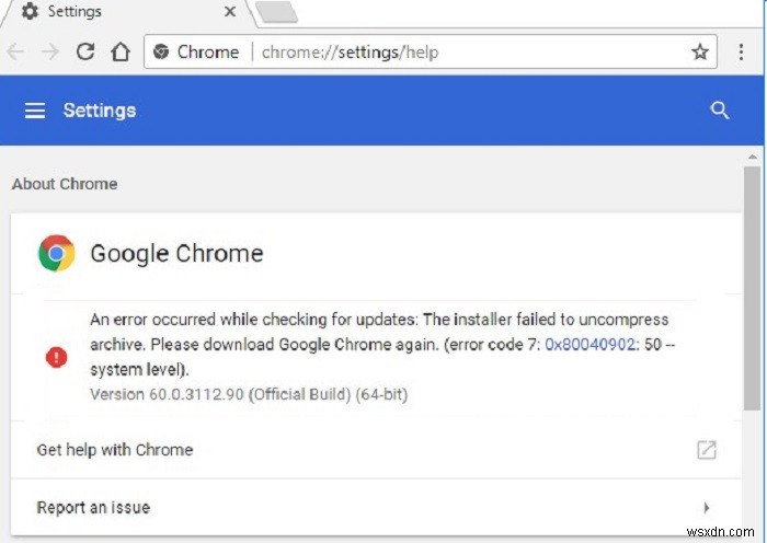 Google Chrome 更新エラー 0x80040902 を修正する方法