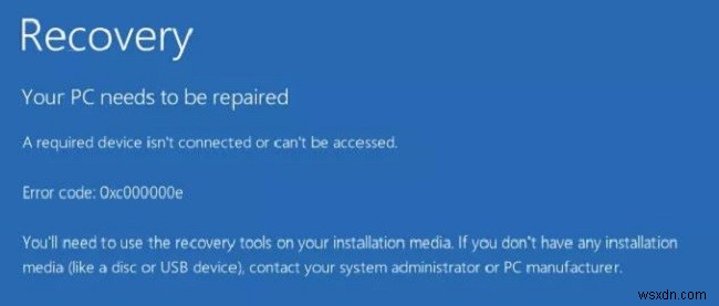 Windows 10 の起動エラー コード 0xc00000e を修正する方法