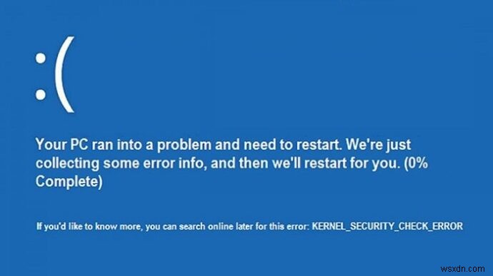 Windows 10 でカーネル セキュリティ チェックの失敗エラーを修正する方法