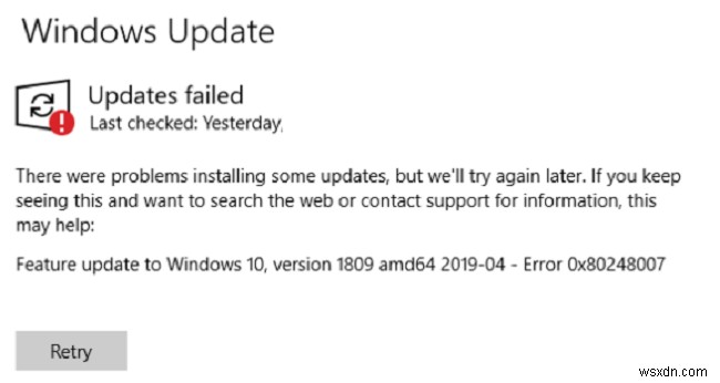 Windows Update エラー 0x80248007 の修正方法