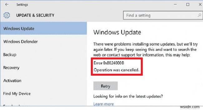 Windows 10 で Windows Update エラー 0x8024000b を修正する方法