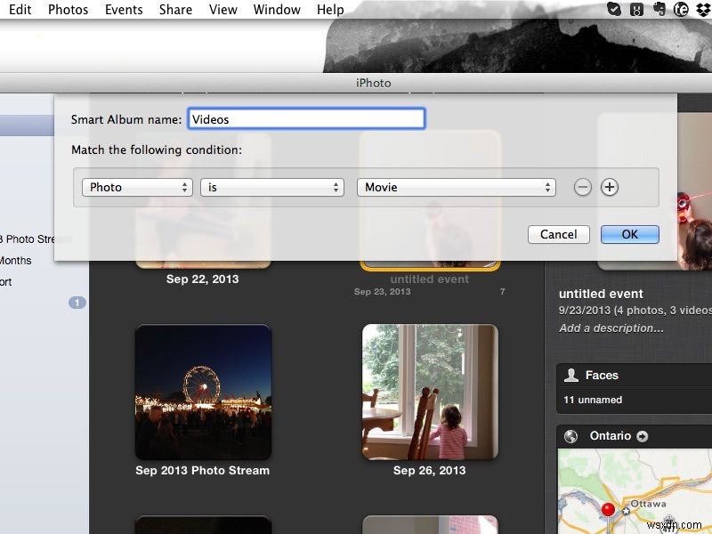 iPhoto でビデオをすばやく検索する方法