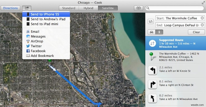 Apple Maps for Mac から iPhone に道順を送信する方法 