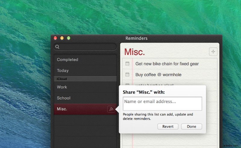 Mavericks でリマインダー リストを共有できます