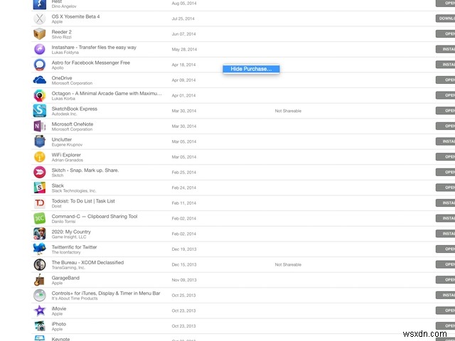 Mac OS X の 31 日間のヒント:Mac App Store での購入を非表示にする