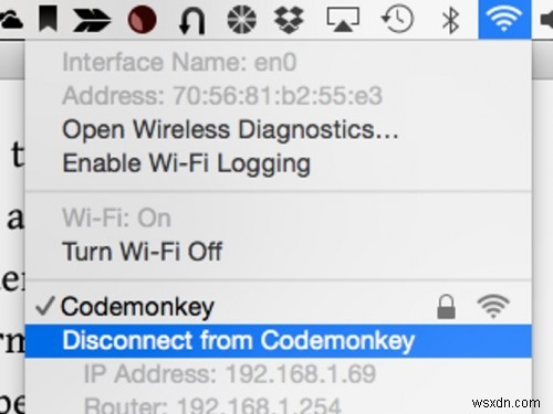 OS X の 31 日間のヒント:Wi-Fi ネットワークから簡単に切断