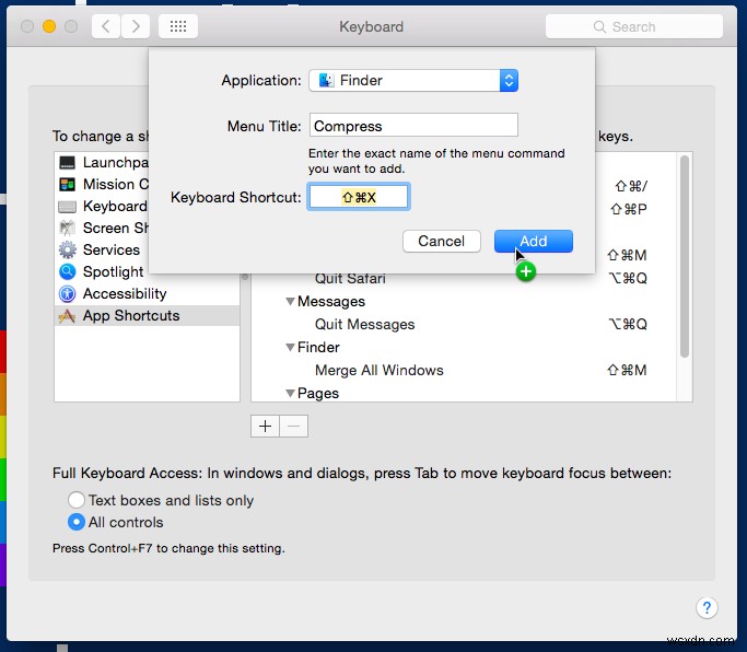OS X の 31 日間のヒント:アプリにカスタム キーボード ショートカットを追加する 