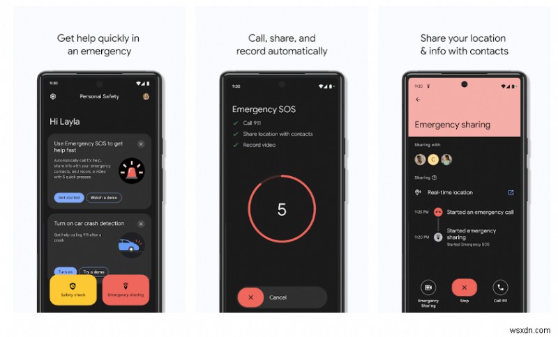 Google の Personal Safety アプリの使用方法