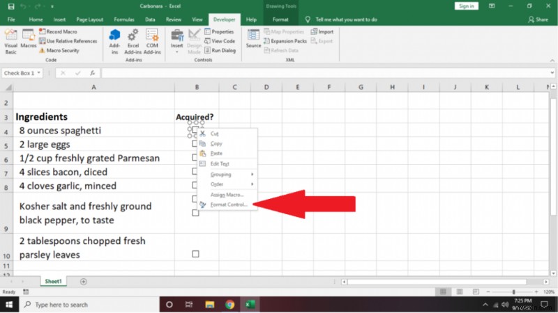 Excel でチェックリストを作成する方法