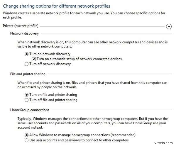 Windows 7、8、および 10 でのパブリック ネットワークからプライベート ネットワークへの変更 