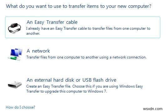 Windows Easy Transfer を使用して Windows XP、Vista、7 または 8 から Windows 10 にファイルを転送する 