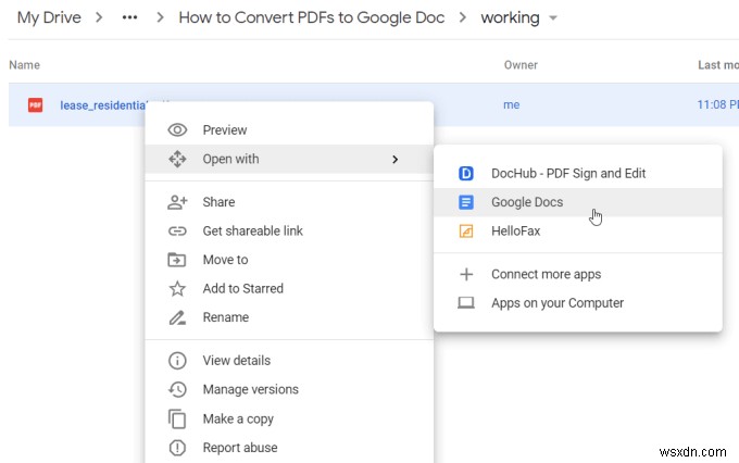 PDF を Google Doc 形式に変換する方法