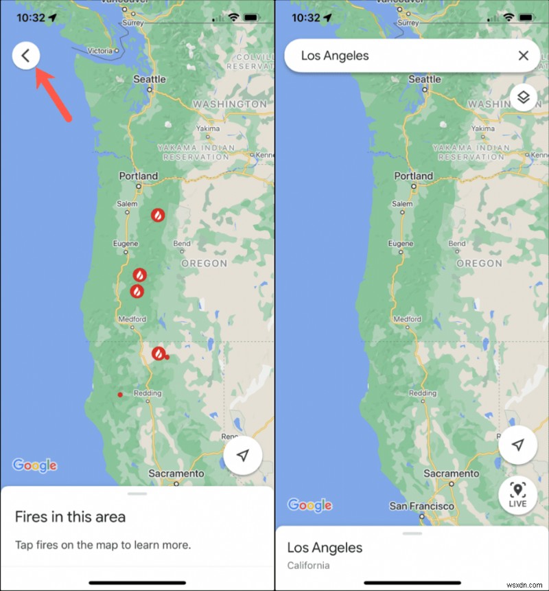 Google Maps Wildfire 追跡の使用方法