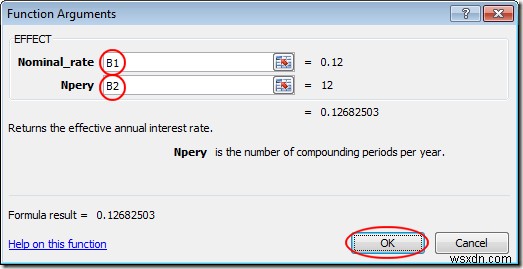 Excel を使用して名目金利から実効金利を計算する