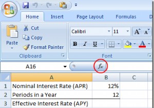 Excel を使用して名目金利から実効金利を計算する