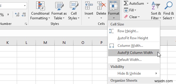 Excel での列の幅と行の高さの自動調整