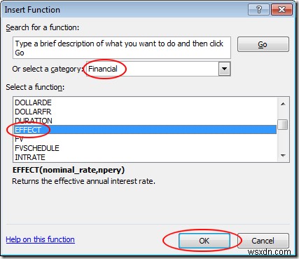 Excel を使用して名目金利から実効金利を計算する