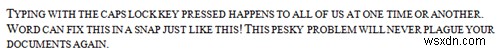 MS Word で Caps Lock テキストを標準に戻す 