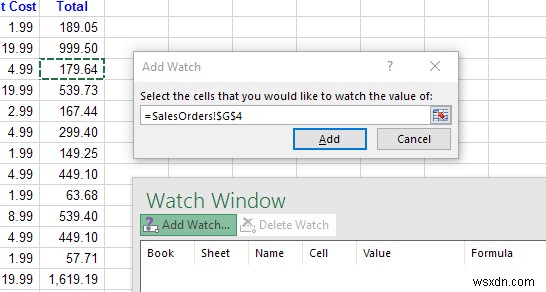 Excel ウォッチ ウィンドウを使用してブック内の重要なセルを監視する