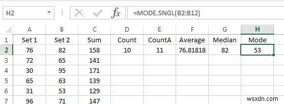 集計関数を使用して Excel でデータを集計する