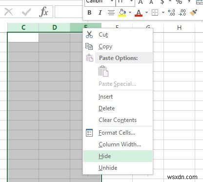 Excel でシート、セル、列、数式を非表示にする方法