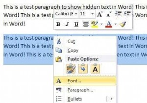 Word でテキストを非表示にして非表示のテキストを表示する
