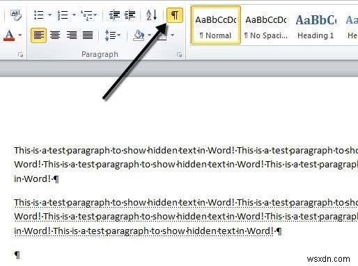 Word でテキストを非表示にして非表示のテキストを表示する