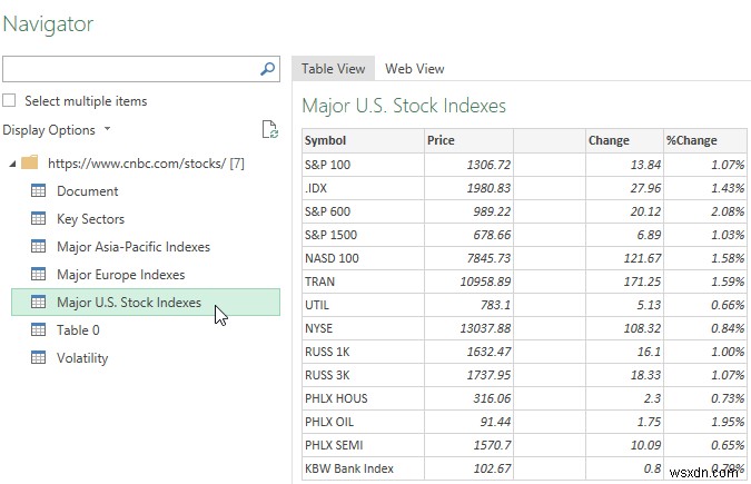 Excel をツールとして使用して Web からデータをコピーする 